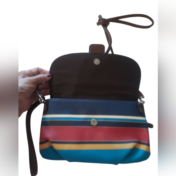 Chaps Striped Multicolor Crossbody Bag - Picture 10 of 16